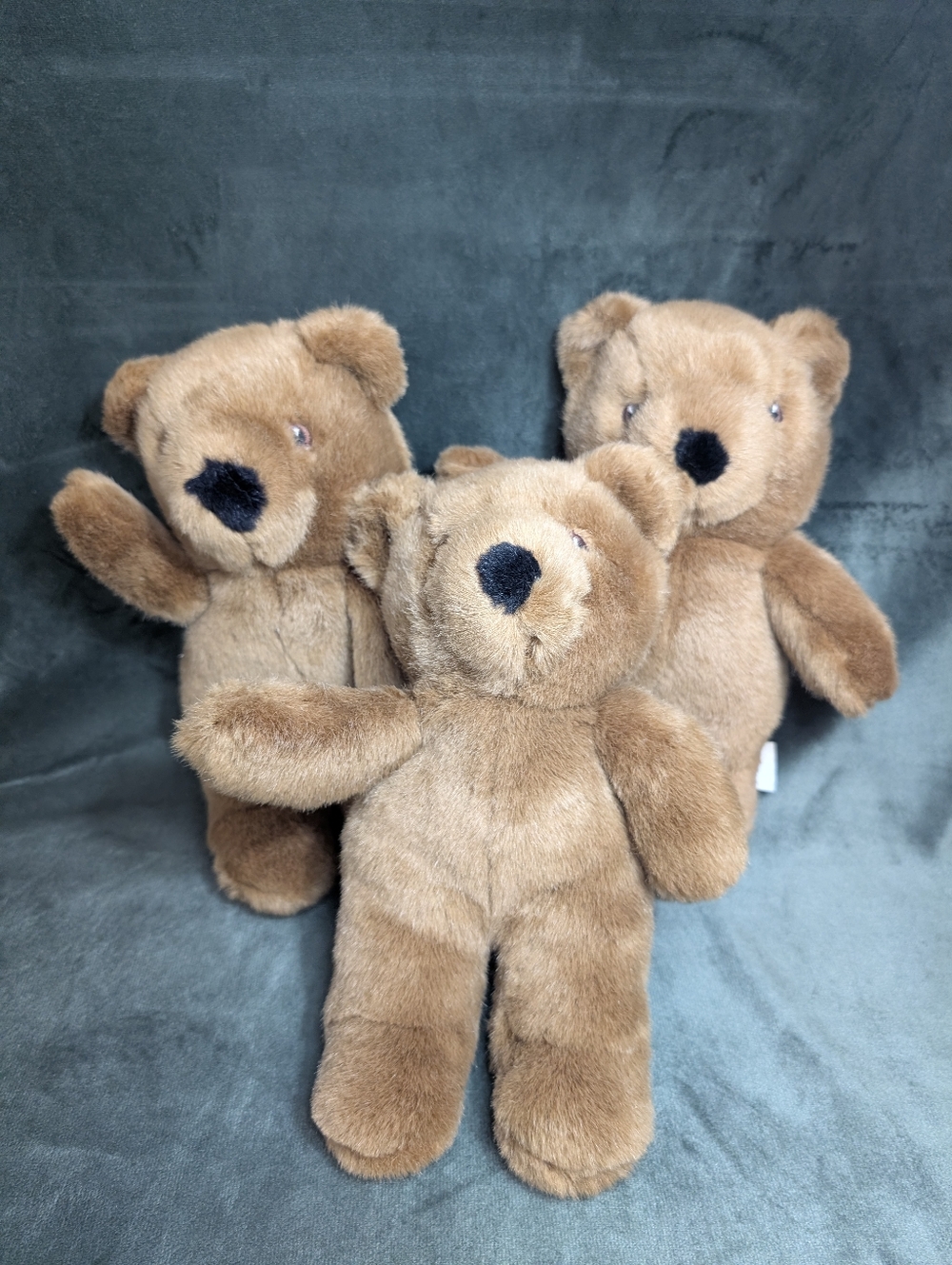 IKEA Gosse Teddy Bear Plush Brown Stuffed Animal 10" Sewn Eyes. Set Of 3